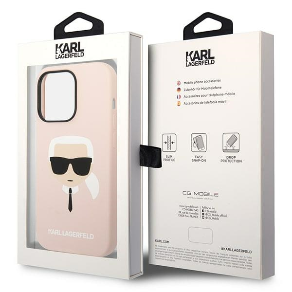 Case KARL LAGERFELD Apple iPhone 14 Pro Max Silicone Karl`s Head MagSafe Bright Pink Hardcase